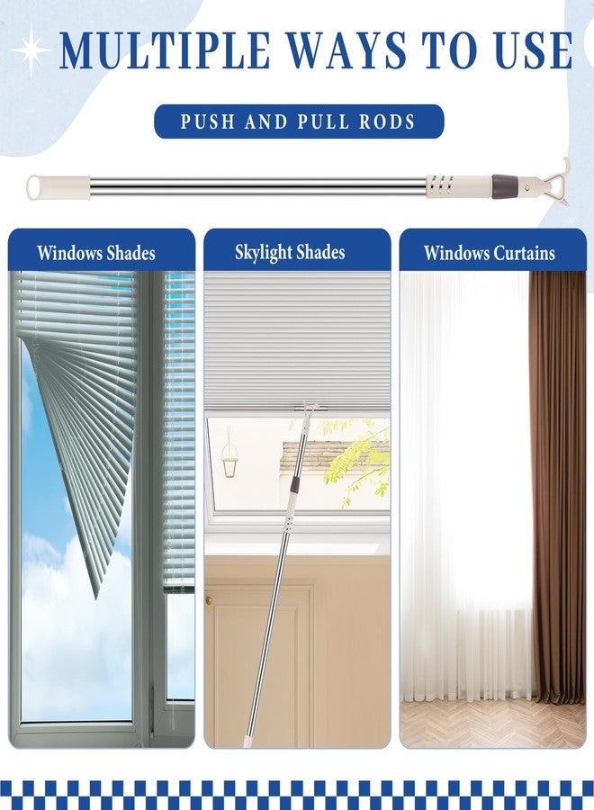 Reallnaive 1 Pack Telescoping Skylight Pole with Hook up 47 to 79 Inch Wand for Blinds Tension Rod Blinds Shades Stainless Steel Adjustable Curtain Pull Wand for Skylight Cordless Window (Beige) - Image 5